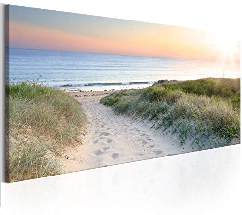 decomonkey Akustikbild Strand Meer 120x40 cm XXL 1 Teilig Leinwand Modern Bilder Wandbilder XXL Schallschlucker Schallschutz Akustikdämmung Wandbild Deko Leise Natur Landschaft