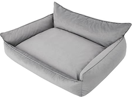 PillowPrim Hundebett Haustierbett Liegen Hundekissen Kissen Bett Hundeliege Hundematratze Sofa Tierbett Hundesofa Matratze, XXXL - 132 x 106 cm, Asche Fancy