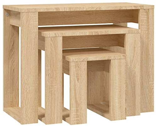 vidaXL Satztisch 3-TLG. Couchtisch Beistelltisch Wohnzimmertisch Sofatisch Kaffeetisch Teetisch Tisch Nachttisch Wohnzimmer Sonoma-Eiche Holzwerkstoff
