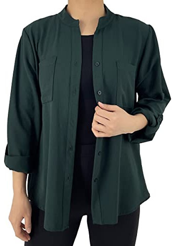 JOPHY & CO. Chemise Femme Manches Longues (cod. 66302), Vert bouteille, Large
