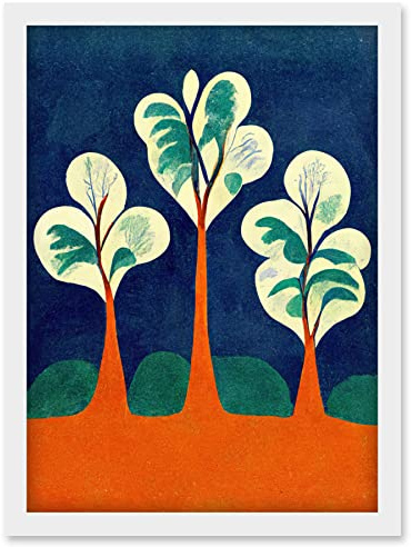 Doppelganger33 LTD Henri Matisse Style Trees Fauvist Orange And Blue Artwork Framed Wall Art Print A4