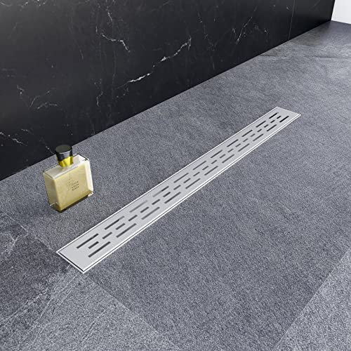 Aica Sanitarios Canaleta de Ducha de acero inoxidable Lineal 90cm Inserto, Ducha Desagüe de ducha rectangular rejillas