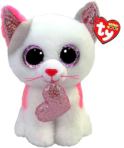 Ty Beanie Boo's-Peluche Milena Le Chat 15 cm-TY36567, Blanc, Rose, Small