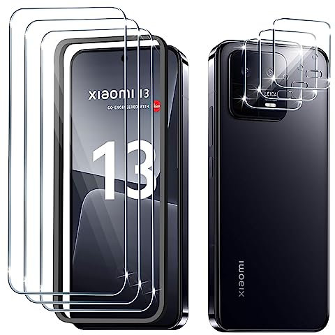 LiiLaa Schutzfolie für Xiaomi Mi 13 5G für Panzerglas, 3 Stück Gehärtete Glas Schutz Folie mit 3 Stück Kameraschutz, 9H displayschutz Ultra-klar Schutzglas