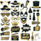 Deutsch 30 STK Party Fotoautomat Requisiten Foto Booth Props Photo Fotobox Accessoires mit Hut Lippenstift Krawatte Kronen für Geburtstag Hochzeit Abschluss Weihnachten Silvester JGA Party Zubehör