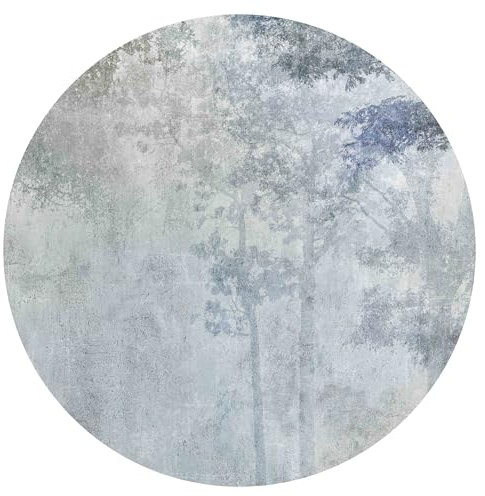 murando runde Fototapete selbstklebend Wald 140x140 cm Tapeten Wandtapete XXL Moderne Wanddeko Design Wand Dekoration Wohnzimmer Schlafzimmer Büro Flur Bäume Natur Landschaft grau