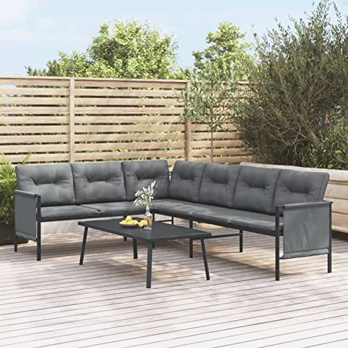 Festnight Gartenlounge Stahl Lounge Gartenmöbel Set Ecklounge Loungemöbel Terrasse Sitzgruppe Garten L Form Eck Terrassenmöbel Ecksofa Gartensofa, Ecksofa typ-1