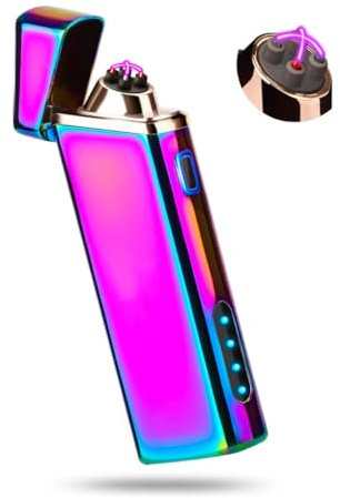 JJ Electric Lighter With Battery Display - USB Rechargeable Arc Windproof Plasma Lighter for Fire, Cigarettes, Candles - Gift Box Included
