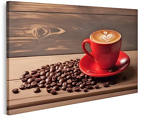 islandburner Bild auf Leinwand Cappuccino Tasse Latte Kunst Kaffeebohnen Milchschaum Dekoriert Rus Bilder Wandbilder Poster JCMG-1P