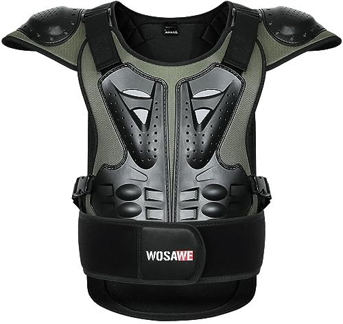 WOSAWE Motorrad Schutz Jacke für Erwachsene, Brustpanzer Racing Guard Rückenprotektoren Schutzausrüstung für Riding Skating Roller Skifahren Snowboard (15 Grün, M)