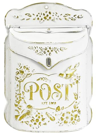 Z² BellaDecor Briefkasten Vintage Shabby Briefkasten Anthrazit Retro Postkasten Landhausstil Metall Wandbriefkasten Antik Stil Nostalgischer Garten Outdoor Deko