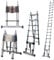 AutoBaBa Telescopic Ladder 5M Heavy Duty Multi-Purpose Stainless Steel, Max Load 150kg/330lb, Adjustable Step Extension Ladder for Indoor & Outdoor