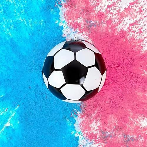 FaJoek Gender Reveal Fußballball mit Blau oder Rosa Pulver, Gender Reveal Rauchbombe, Gender Reveal Ball, Baby Geschlecht Verkünden, Gender Reveal Party Deko, Fußball Baby Shower Mädchen oder Jungen