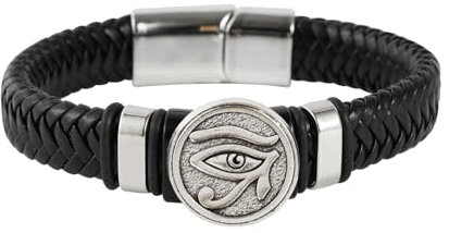 Eigso Punk Leder Trend Manschettenarmband für Männer Frauen Horus Eye Vintage Stylish Armband für Mann Frau