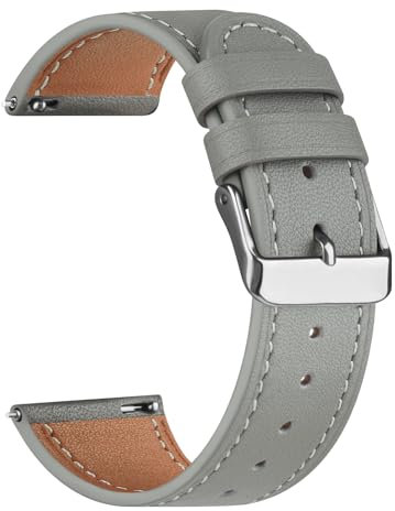 Vancle Armband für Garmin Venu/Venu 2 Plus/Venu Sq/Venu Sq 2 Music Armband Leder Damen Herren,20mm Weiches Atmungsaktives Sport Uhrenarmband Ersatzarmbänder für Garmin Venu Sq 2(Grau)