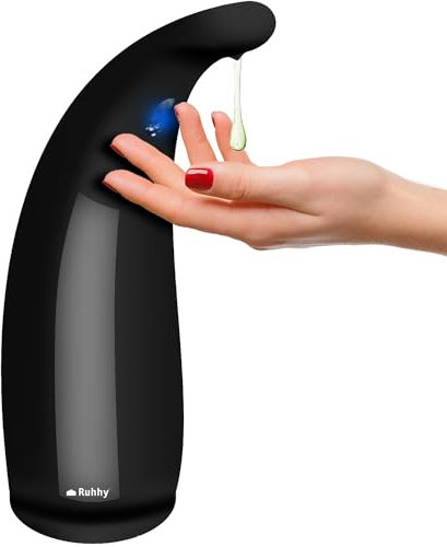 Ruhhy Automatischer Seifenspender No Touch mit Sensor IPX7 Wasserdicht 300 ml Batteriebetrieben Stehend Modern Schwarz 22229