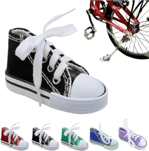 Eeiiey Personalisierte Motorrad-Fußstütze, kleiner Schuh-Motorrad-Seitenständer, Ständer-Verlängerungspad, Motorradständer, niedliche Mini-Canvas-Schuhe, Seitenständer, Motorradzubehör (schwarz)