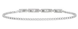 Breil, Tennis-Kollektion, Herren-Armband aus poliertem Stahl mit Cubic Zirkonia, glänzend und elegant, Länge verstellbar, Taglia unica, Edelstahl