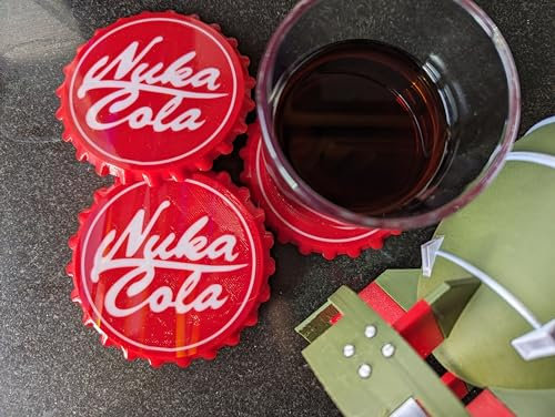 Nuka Cola Bottle Cap Coasters + FREE Fallout Giftbox - Place Matts, Beer Matts, Set of 4, Fallout Collection