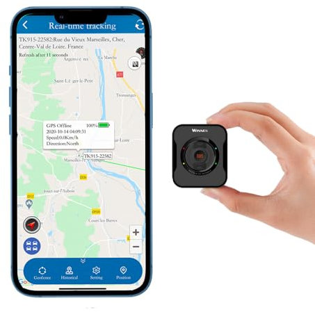 Winnes Mini GPS Tracker 4G - Echtzeitverfolgung für Fahrrad, Auto, Ältere und Kinder - Mit Zwei Benutzerdefinierten Tasten und SOS-Alarm TKS1