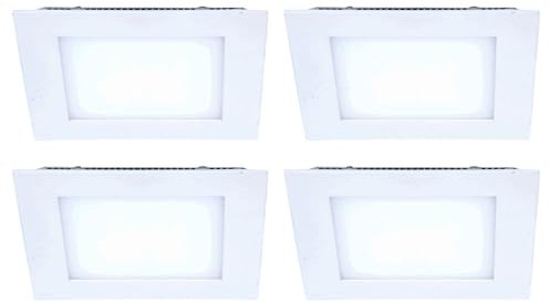 V-TAC LED Deckenleuchte quadratisch Einbaupanel Einbauleuchte weiß Wohnzimmerlampe Panel, Alu, 8W 720Lm kaltweiß, LxBxH 12x12x2 cm, 4er Set