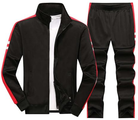 trainingshose mit reißverschluss am bein, Trainingsanzug Herren Zweiteiler Elastischem Trainingsanzug Jogginganzug mit Kapuze Weiche Langarm Sportanzug Freizeitanzug Sport Warm Hausanzug Tracksuit