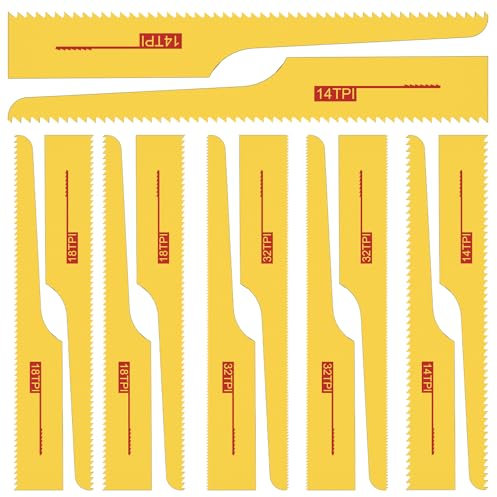 12 Pcs Säbelsägeblätter Holz 14T/18T/32T 93,4 mm Druckluft Sägeblätter Bimetall Säbelsägeblätter Set Hohe Härte Karosseriesäge Sägeblätter zum Schneiden von Eisen Alu Stahl Plastik Holz