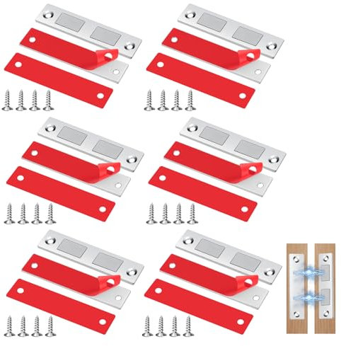 NVGVUP 6 Pack Cupboard Door Magnets, Ultra Thin Adhesive Magnetic Door Catch, Double Magnetic Latch for Wardrobe Closet Cupboard Drawer Door Closing