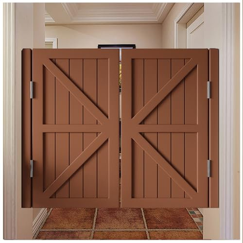 Saloontür, Massivholz Saloontüren Westerntür Flügeltür, Schwingtür Küche,Holz Cowboy Bar Saloon Tür Auto Close Edelstahl Scharniere, Anpassbar Größe,Braun,80X90cm