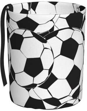 BEIVGOXL Poubelle de voiture noire et blanche avec motif imprimé ballon de football - Imperméable - Sac poubelle de voiture à suspendre - Sac de rangement pliable pour siège de voiture