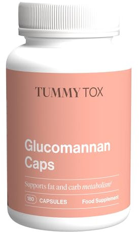 Glucomannano Konjac 3000 mg, Capsule ad Alto Dosaggio con Cromo, Garcinia Cambogia ed estratto dell'albero di Carrubo, Vegano, 180 Capsule, Tummy Tox