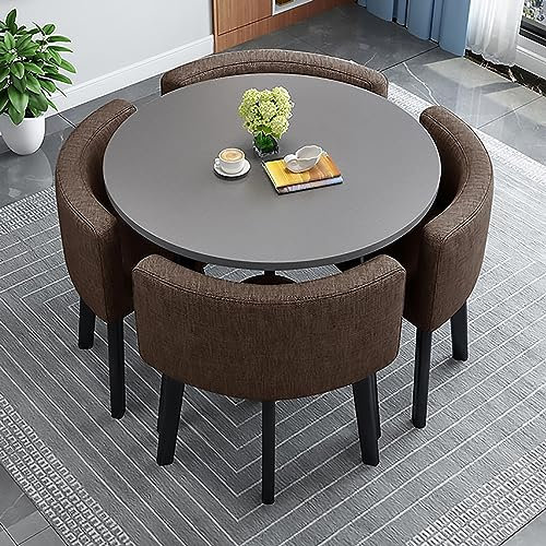 Runde Konferenztisch-Set mit 4 Stühlen Büro Empfangsraum Club Tisch und Stuhl Kombination Runder Esstisch und Stühlen für 4 Personen Ideal für Wohnzimmer oder Empfangsbereich 100cm Durchmesser