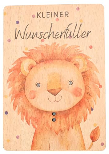 Geldgeschenk Kind Geburt - Geschenkkarte aus Holz - Geschenk Junge Mädchen,Geschenk zur Geburt, Geld verschenken Geschenkverpackung Kindergeburtstag Gutschein Wunscherfüller (Löwe Wunscherfüller)