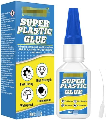 Plastic Glue, 35g Heavy Duty Super Strong Clear Glue, Waterproof Heat Resistant Adhesive for Plastic Bonding, Repair, ABS, PVC, PLA, 3D Printing, Acrylic, Nylon, Vinyl, Toys, Models, DIY Kits