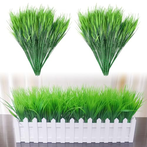 UHETLET 15 Bündel Künstliche Balkonpflanzen Kunstpflanzen Outdoor 36cm hoch Kunstgras Dekogras UV-beständige Kunstblumen für Draußen Kunstpflanze outdoor wetterfest Gräser wie echt für Vase Drinnen