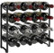 HOMCOM Porta Bottiglie di Vino a 4 Livelli a Onda Impilabili per 16 Bottiglie Totali, Portabottiglie Vino in Metallo, per Bar, Dispensa, Cantina e Cucina, 42.5x16.5x41 cm, Nero