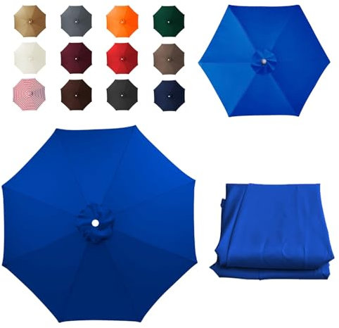 Generisch 4.0m Sonnenschirm Ersatzbezug 6/8 Streben, Gartenschirm Ersatz-Überdachung, UV Schutz, Terrassenschirm Ersatz Stoff für Ampelschirm, Stabil Wasserdicht(Königsblau,8ribs:2.30m/7.5ft)