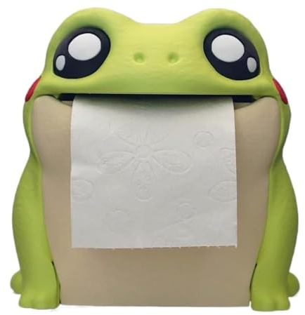 MJMLUCK Frodrick The Toilet Paper Dispenser, Cute Frog Roll Paper Holder, 3D Printed Papers Holder Stand with Tiny Butt and Interactive Flip Belly for Bathroom Kitchen, Frog Lover Gift(A) (A)