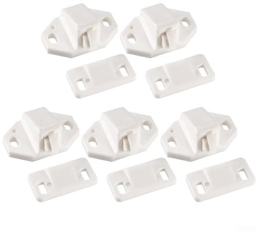 Eawfgtuw 5 Stück Schranktürschnäpper ABS federbelasteter Rollriegel weiß Möbel Schrank Schrank Tür Hardware Kit inkl