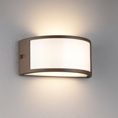 Dopa Applique da Parete Mezzaluna per Esterno IP65 Design Curva Attacco E27 Sostituibile Lampada da Muro Moderna in Alluminio per Giardino Terrazzo Facciata (Marrone Corten)