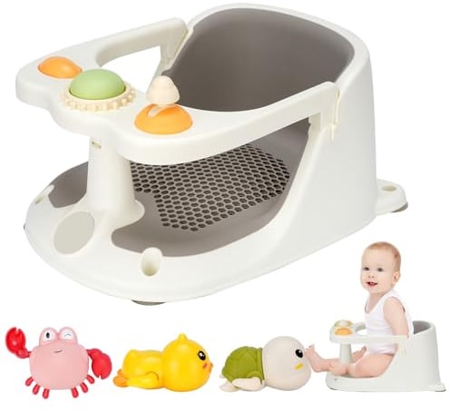 Baby-Badewannensitz ab 6 Monaten, Kinderbadewanne, rutschfest, mit Spielzeug