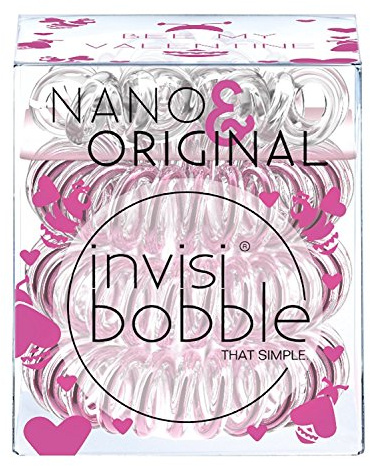 Invisibobble Bee Mine-Edition, Duo Haargummi Set, 3x Spirale Haargummis rosa und 3 x kleine dünne Haargummis durchsichtig Damen & Mädchen, designed im Herzen Münchens