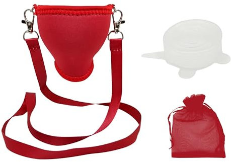 WineHolder Eff Em Concept Weinglashalter mit Halstrageband & Beutel, Wein-Gadget für Weinwanderung, Weinfest, Party, Event, JGA – sicher & freihändig Wein genießen (Rot 1er)