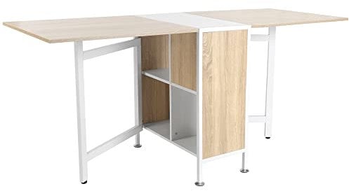 HOMCOM Mesa de Comedor Plegable, Mesa de Cocina Plegable con 4 Compartimentos, 3 Formas, para 4 Personas, para Comedor Salón Espacio Pequeño, 169x60x75 cm, Natural