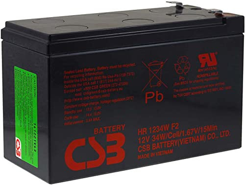 CSB HR1234WF2 Batterie au plomb à courant élevé compatible avec APC Back-UPS BK650EI 12 V 9 Ah 12 V