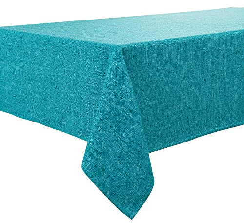 BALCONY & FALCON Rectangle Tablecloth, Wrinkle Resistant and Water Proof Table cloth, Decorative Linen Fabric Tablecloths for Dining, Parties, Kitchen, Wedding and Outdoor Use (Lake Blue, 145x300cm)