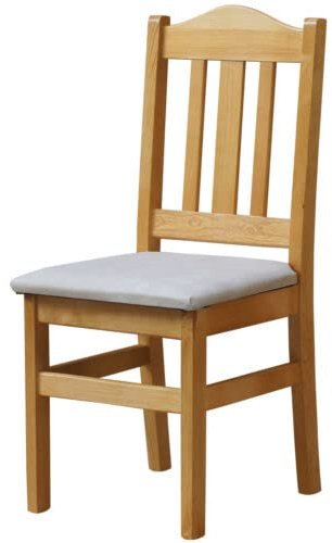 k koma Polsterstuhl Massivkiefer, Erlefarben/Ökoleder Beige | Wird fertig montiert geliefert. Von Hand gefertigt. Für Küche und Esszimmer. Sitzhöhe: 45 cm.
