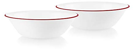 Corelle Style Chip Resistant 1qt (0.95L) Rimmed Bowl Red 2-Pack, Model: N/A