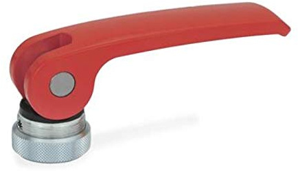 Exzenterspanner rot, 101mm lang, Auflagescheibe verstellbar, M10 Innengewinde