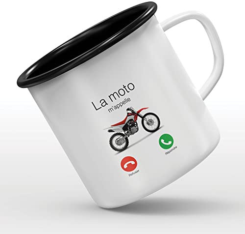 Mygoodprice MUG tasse émaillée au motif Moto cross m'appelle